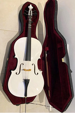 White Acoustic 4-String student Cello: Gloss Finish with Hard Case