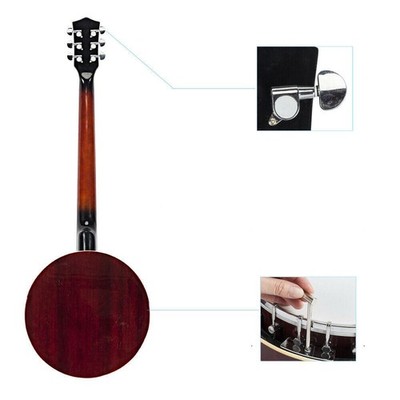 ロングネックバンジョー 6 String Banjo Right Handed w/ Closed Back 24 Brackets Head