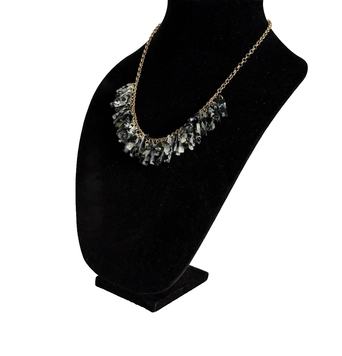 VETEMENTS Collana bavaglino con frange marmorizzate bianco e nero Ann Taylor