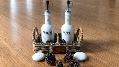 Bastion Collections Öl-/Essigspender HAPPY COOKING Keramik 6,5 x 16 cm Ausgießer