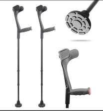 lot Of 2 - Kmina Adjustable Aluminum Forearm Crutches For Adults, Black - (READ)