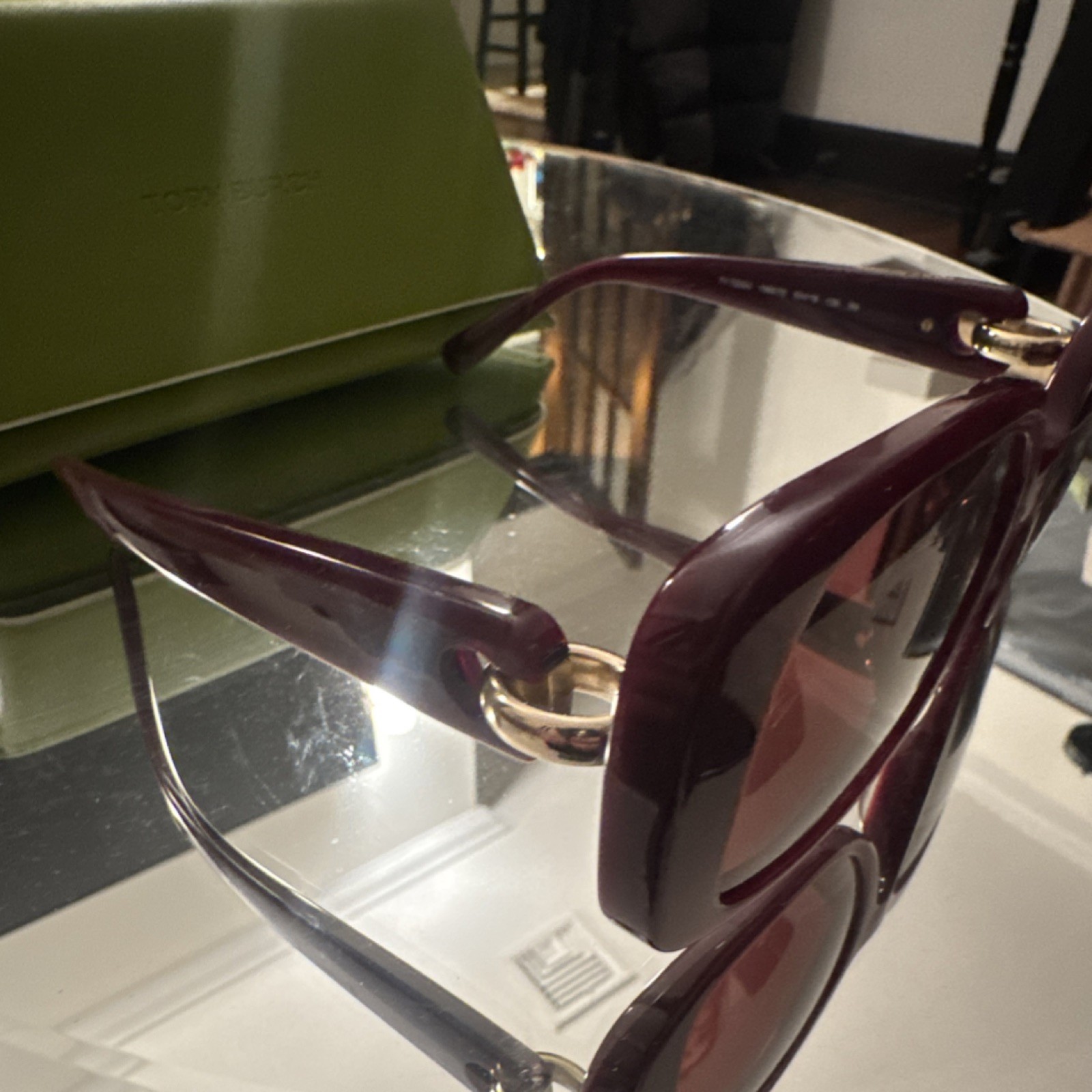 Tory Burch womens Oversized Sunglasses Purple Frame Brown Lens Designer Plastic thumbnail 5