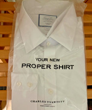 NWT Charles Trywhitt Men's 17.5/34 White Non-Iron Dress Shirt Classic Fit 125