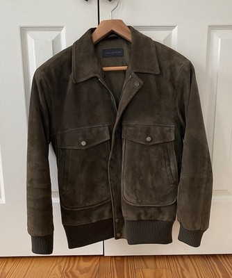 Incredible Thom Sweeney Leather Suede Bomber Jacket Olive Green/Brown Sz L $3800
