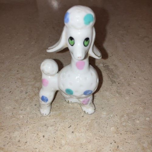 Rare 50’s Vintage White MidCentury Poodle Dog Figurine Porcelain Japan