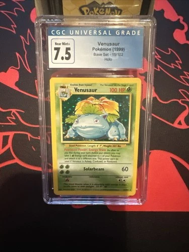 1999 Pokemon Venusaur Holo Base Set 15/102 Near Mint CGC 7.5 Near Mint Vintage