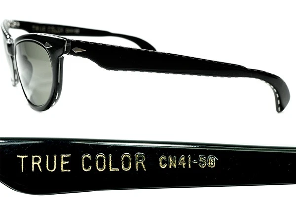 Gafas de sol American Optical negras semi-ojo de gato 50□22-135 hechas en EE. UU. con estuche Foto 3 de 4