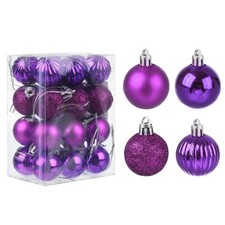 24Pcs Purple 1.18" Christmas Balls Shatterproof Ornaments Balls