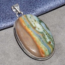 925 Silver Plated Ocean Jasper Pendant 2" Party Theme Jewelry Fashion Sale GW