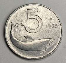 1955 Italia 5 Cinque Lire - Moneta Mondiale Alluminio Italiana Circolata - Europa 