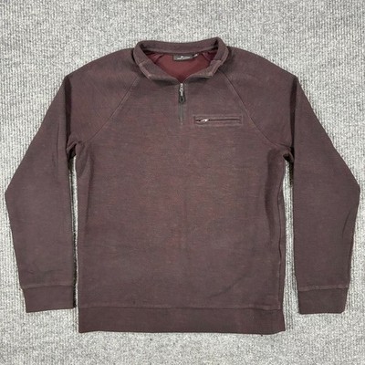 Marc Anthony Mens Medium Slim Fit Quarter Zip Pullover Brown Marled Sweater