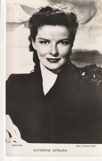 KATHERINE HEPBURN "greetings" HOLLYWOOD star PIN UP/GLAMOUR 1950s photocard