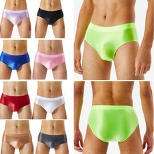 Mens Shiny Satin Glossy Wet Look Knickers Briefs Underwear Panties Underpants US