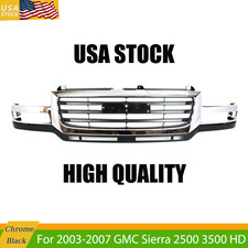 Front Bumper Grille Black W Chrome Trim For Gmc Sierra 2500 3500 Hd 2003-2007
