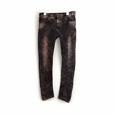 FSBN men s gray black acid wash skinny slim denim jeans studded 5-pocket