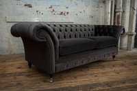 Design Sofa 3 Sitzer Couch Chesterfield Polster Sitz Garnitur Leder Textil Braun