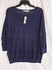 NWT Ann Taylor LOFT Navy Blue Sweater Women s M 3/4 Sleeve Lightweight