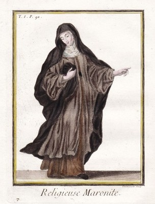 Baladites Lebanese Maronite Order Nonne nun Trachten costumes engraving 1790