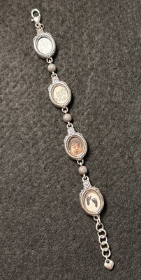 Brighton Memory Lane Silver Photo Picture Locket Charm Bracelet 7.5-8  adjusts
