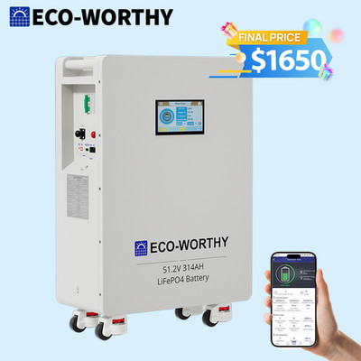 ECO-WORTHY 16.07kWh 48V 314AH LiFePO4 Battery Vertical Standing Solar Backup UPS