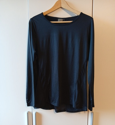 active Damen Sport T-Shirt Langarm Schwarz M atmungsaktiv Mesh-Rücken Rundhals