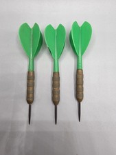 Vintage Brass Mini Dart Set with Green Flights - Steel Tip - 7g