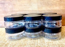 2oz clear low profile plastic jar with lids, 12 count, NEW.