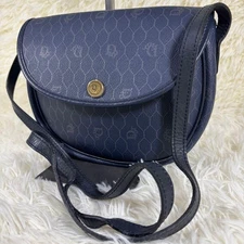 Christian Dior Half-Moon Shoulder Bag Navy Vintage CD Trotter Mini France