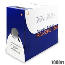 1000FT RG59 Coaxial Coax Cable Bare Copper 95 Braid Pull Box Satellite TV Black