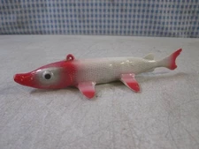 NORTHERN PIKE FISH DECOY 6" SPEARING FISHING LURE RED WHITE MOLDED 