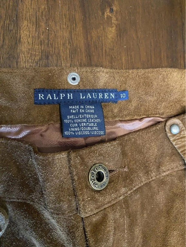 Polo Ralph Lauren Vintage 100% Suede Leather Cargo Pants - Image 4 of 4
