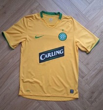 Celtic Away Football Shirt Jersey Yellow 2008 - 2009 Nike Size Medium 