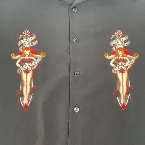Vintage Dragonfly Shirt Lg Death Before Dishonor Tattoo American Button Up - Picture 3 of 11