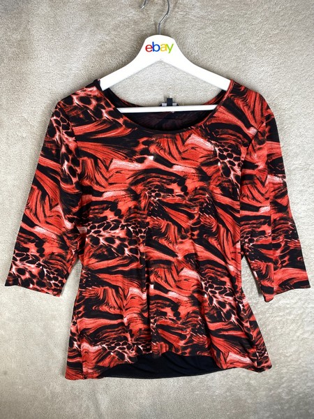LIZ JORDAN Casual T-Shirts Tee Top Size M Womens Red Long Sleeve