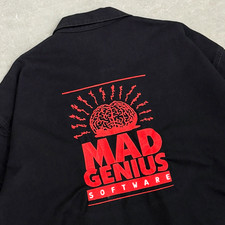 Vintage 90s Mad Genius Software Denim Jacket XL RARE Promo PC Video Games Tech