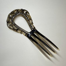 Vintage Decorative Teardrop Floral Rhinestone Hair Comb, collectible
