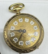 Arnex Incabloc 17j Open Face Small Pocket Watch 1.5" x 1.25"