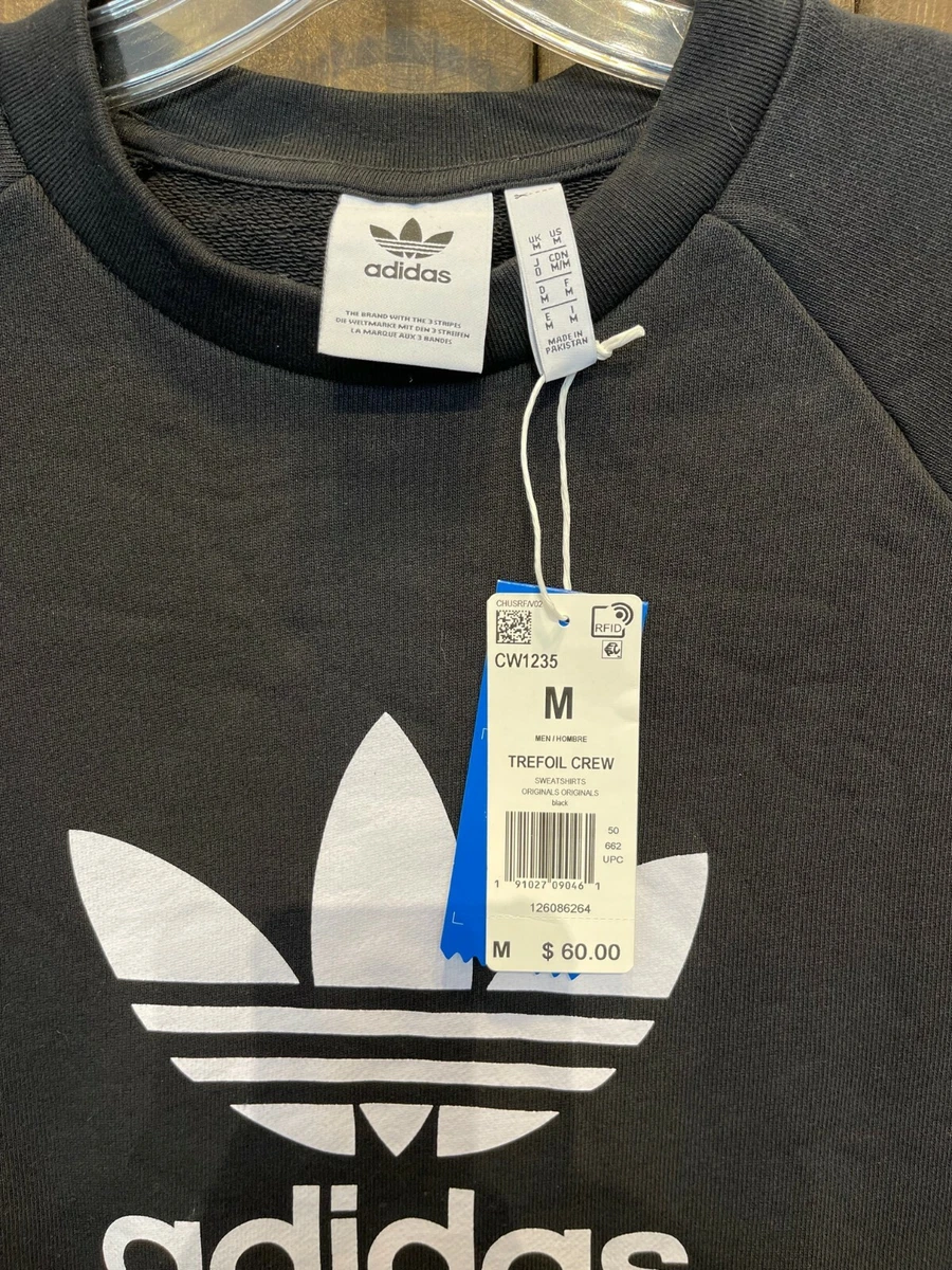 adidas Originals Men s Trefoil Warm Up Crew Sweatshirt Size M CW1235 Black 72n