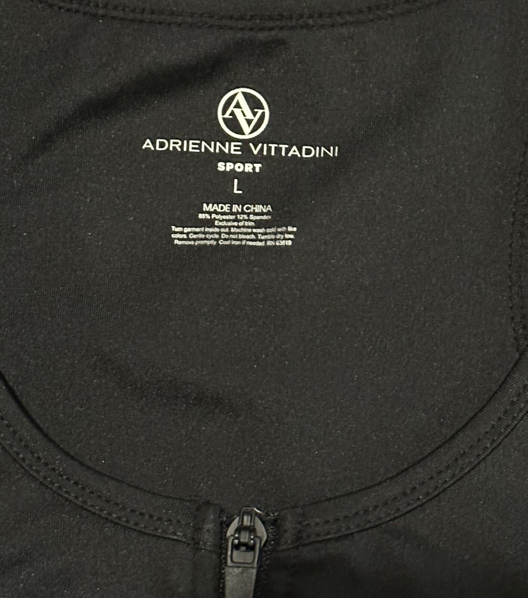 Adrienne Vittadini Women's Black Sports Bra Front Zipper Removable