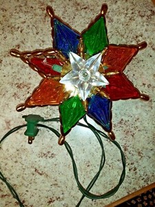 Bob Ho Vtg.1993 Christmas Star Tree Topper Ornament 8" Multicolor Faceted Mosaic