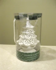 Yankee Candle Ceramic White Christmas Tree Luminary Tea Light Candle Holder 2012