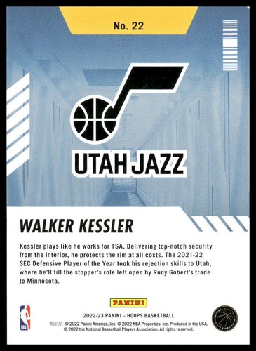 2022-23 Hoops #22 Walker Kessler Arriving Now Utah Jazz - Picture 2 of 2