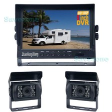 9" 2-Split Car DVR Monitor Dual 18IR AHD 1080P Car Rear View Backup Camera Kit