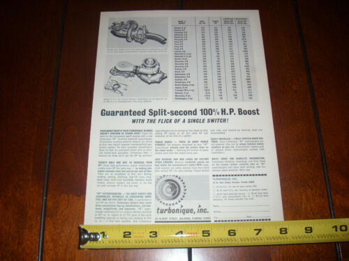 Turbonique 1965 - 100 % hp BOOST WITH THE FLICK OF A SWITCH ***ANUNCIO ORIGINAL*** - Imagen 2 de 4