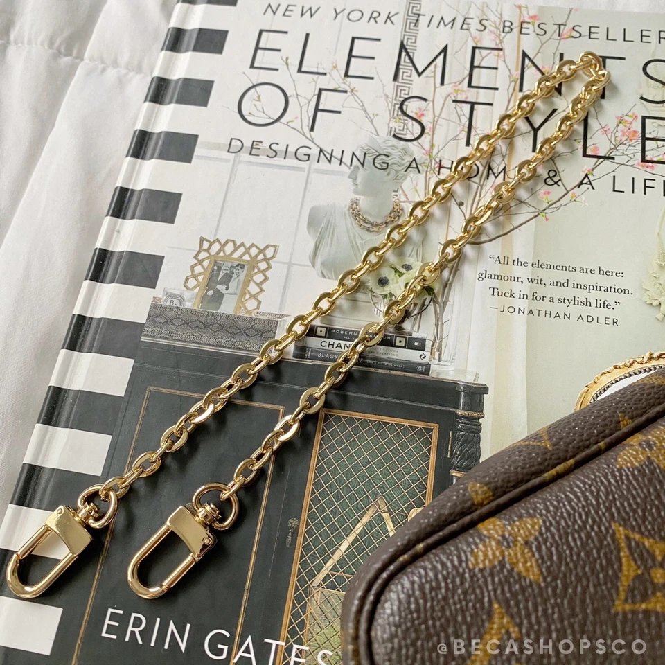 Correa de cadena ovalada de hombro de repuesto para Louis Vuitton Pochette 16" Foto 4 de 4