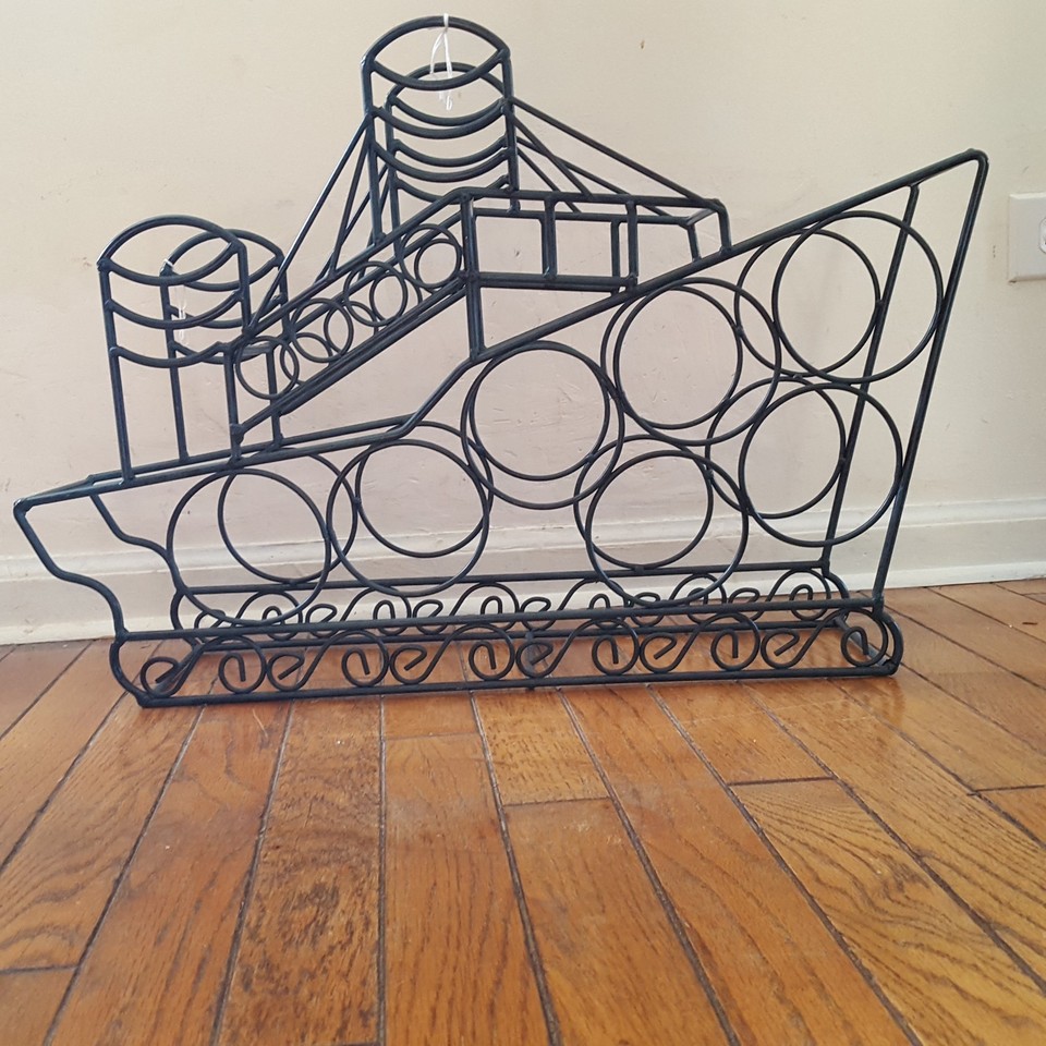 Rare Heavy 7 Bottle Nautical Wine Rack Barge Yacht Boat Ship Ocean Lake ...