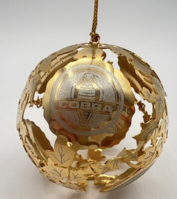Shelby Cobra Christmas Ornament Gold And Silver Metal Cut Out Ball Ornament