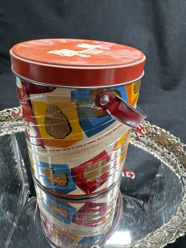 Vintage Sunshine Toy Cookies Tin only 5" Diameter 51/2" Tall Cardboard