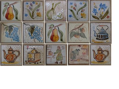 MOSA Wandfliese handgemachte antike Fliese mit div. Motiven Altfliese 10x10 cm