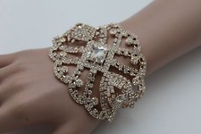 Femme Métal Doré Chaînes Bracelet Argent Faux-Diamants Perles Mariage Bijoux